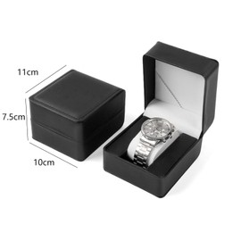 YekouMax Men's Watch Box, Storage Box for Smartwatch and Watches, PU Leather Gift Box for Watch, Jewellery, Birthday, Boyfriend, Men and Women (2, Black-2)