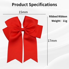 Bow Hair Clips,Big Bow Hair Clips with Long Silky Satin,Large Hair Bows Hair Barrette Clips for Women Girls,Solid Color French Barrette for Women Girls (red)