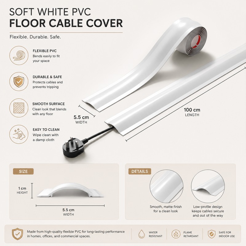 PVC Floor Cable Cover for Cord Management – Flexible Cord