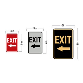 Signs ByLITA Portrait Round Exit Left Arrow Sign with Adhesive Tape, Indoor/Outdoor Use (Brushed Gold) - Medium