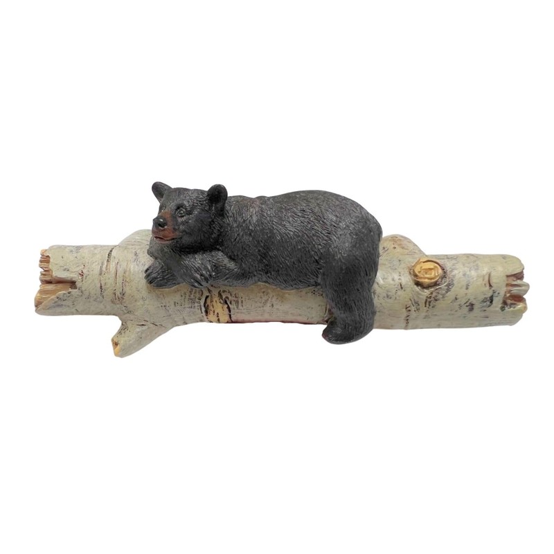 BestGiftEver Drawer Pulls with Black Bear on Birch Wood Accents