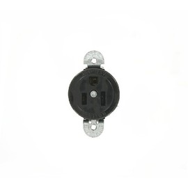 Leviton 15 Amp, 125 Volt, Short Strap Single Receptacle, Straight Blade, Heavy Duty Spec Grade, Grounding, 5258-SS, Black