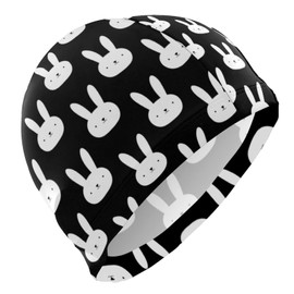 Dallonan Swimming Cap Funny Animal Rabbit Bunny Adult Swim Cap Polyester