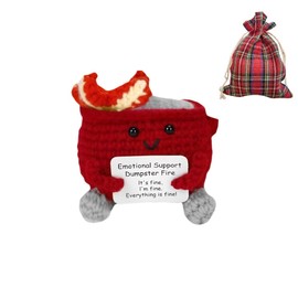 Dumpster Fire Emotional Support Positive Crochet, Crocheted Dumpster Fire Toy Knitted Dumpster Fire Doll Plush, Funny Emotional Support Gifts Desk Home Office Decor for Kids Adults Coworkers Couples