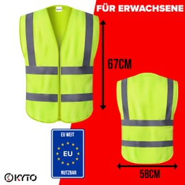 Kyto Warnwesten Auto | EU-Weit nutzbar | reflektierend | 4 Stück inklusive Tasche | Unisex