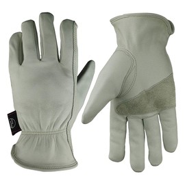 KIM YUAN Leather Work Gloves for Gardening/Cutting/Construction/Motorcycle, Men & Women, Elastic Wrist with Palm, M/L/XL (XXL)