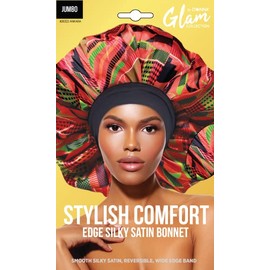 DONNA Stylish Edge Reversible Silky Bonnet, Shower Cap for Women Silk Bonnet for Sleeping Satin Bonnet Jumbo ANKARA