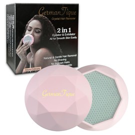 GERMANTIQUE Crystal Hair Eraser,Upgraded Crystal Hair Remover Diamond,Painless and Effective Nano Glass Hair Removal Stone and Skin Exfoliation,Natural Epilator for Women and Men()(Pastel Pink)