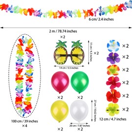 Ruisita Inflatable Luau Party Set 2 Pack Palm Trees 1 Pack Inflatable Parrot 1 Pack Inflatable Flamingo 2 Pack Beach Balls 1 Pack Banana 2 Pairs Pineapple Glasses for Summer Swimming Pool Game…