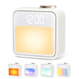 Vidafelic Alarm Clock, Light, Children Alarm Clock, Night Light, Table Clock, Simple, Loud Alarm, Sleep Timer, Bedside Lamp, Nursing Light, Birthday Gift, Christmas Gift, Japanese Instruction Manual Included (White)