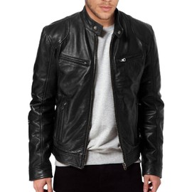 Laverapelle Men's Sword Black Genuine Lambskin Leather Biker Jacket (Black, Extra Large, polyester Lining) - 1501533