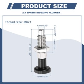 PATIKIL Push Fit Ball Nose Spring Plunger, 2 Pcs M6x1 Spring Return Knob Plunger 304 Stainless Steel Retractable Coarse Thread Index Plunger for Industrial Equipment