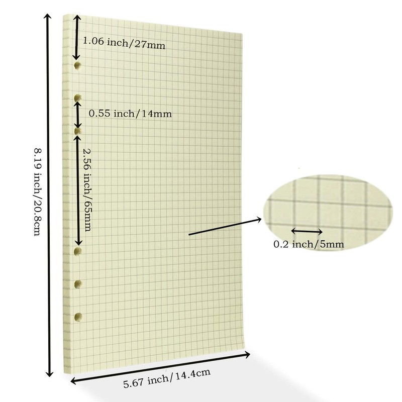 A5 Refillable Note Paper Refill Paper 6 Hole Notebook Refill