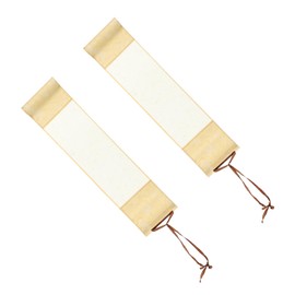 PATIKIL 15x4 Mini Hanging Xuan Paper Scroll, 2Pcs Silk Half Raw Ripe Blank Hanging Xuan Paper Chinese Calligraphy Blank Hanging Scrolls for Art Painting Home Decor, Jute Paper Color