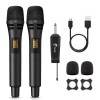 TONOR Wireless Microphones, UHF Dual Karaoke Microphone System - Black&Black