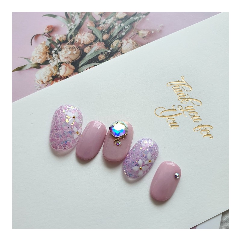 Roman Flower Handmade Nail Tips - Long Square / 로망