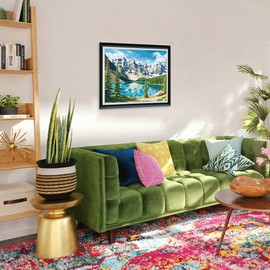 Banff National Park Paint by Numbers for Adults on Canvas, Paint by Number Alberta Canada, Mountain Lake Tree Pine Oil Painting for Gift & Home Decor - Natural Scenery(16x20inch, No Frame)