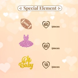 130 Touchdowns or Tutus Confetti, Boy or Girl Confetti, Gender Reveal Paper Scatter, Gold Glitter Oh Baby Table Scatter, Baby Shower Party Decoration