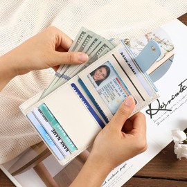 GAEKEAO Small Wallet for Women RFID Blocking Slim Bifold Floral Leather Card Holder with Zipper Pocket ID Window