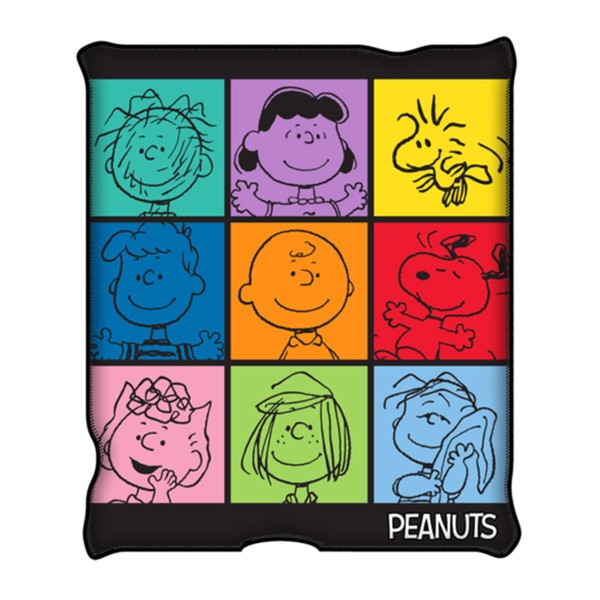 Silver Buffalo Peanuts Multicolor Character Grid Fleece Throw Blanket - 45 x 60 Inches | Soft and Cozy Blanket