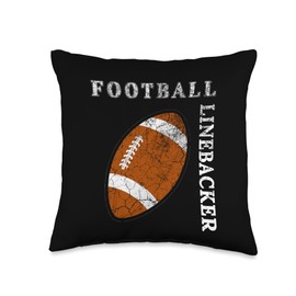 Football Team Sport Vintage Football Linebacker LB Vertical Logo Throw Pillow, 16x16, Multicolor