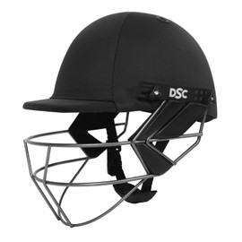DSC Fort44 Cricket Helmet for Mens (Adjustable Steel Grill | Back Support Strap) (Black, Large)