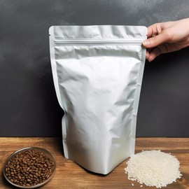Rice Storage Bag, 4.4 lbs (2 kg), Rice Storage Container, Aluminum Bag, Zipper Included, Zipper Included, Blackout Bag (M: Rice Bag, 10 Sheets for 4.4 lbs (2 kg)