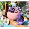 DUQGUHO Amethyst Bunny Decor Crystals Rabbit Statue Pocket Polished Natural