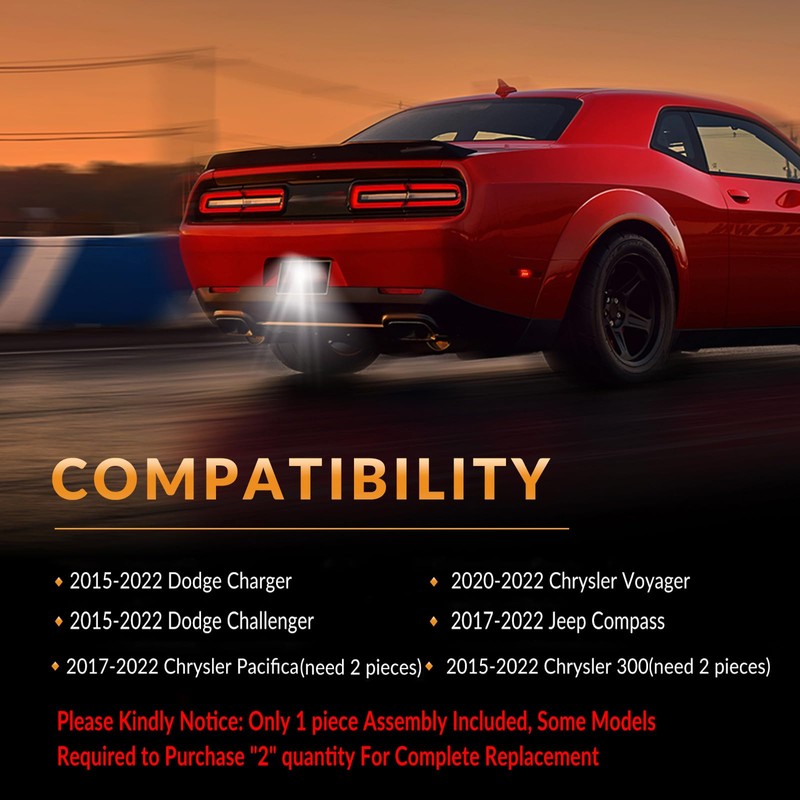 DERMOKA LED License Plate Light For 2015-2022 Dodge Charger Challenger