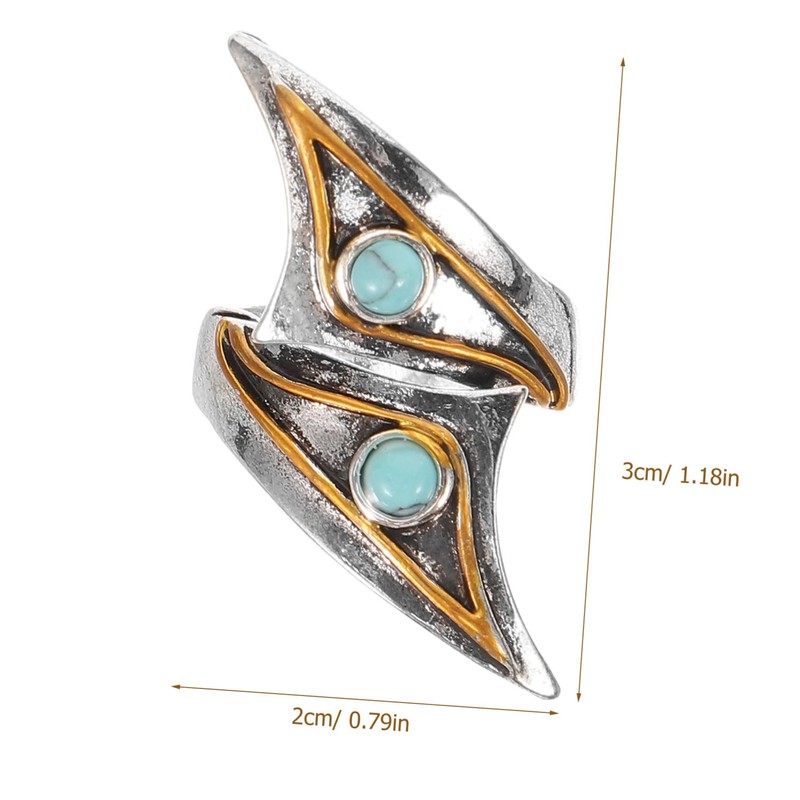 GRIRIW Open Ring Adjustable Turquoise Jewelry for Women Retro Blue