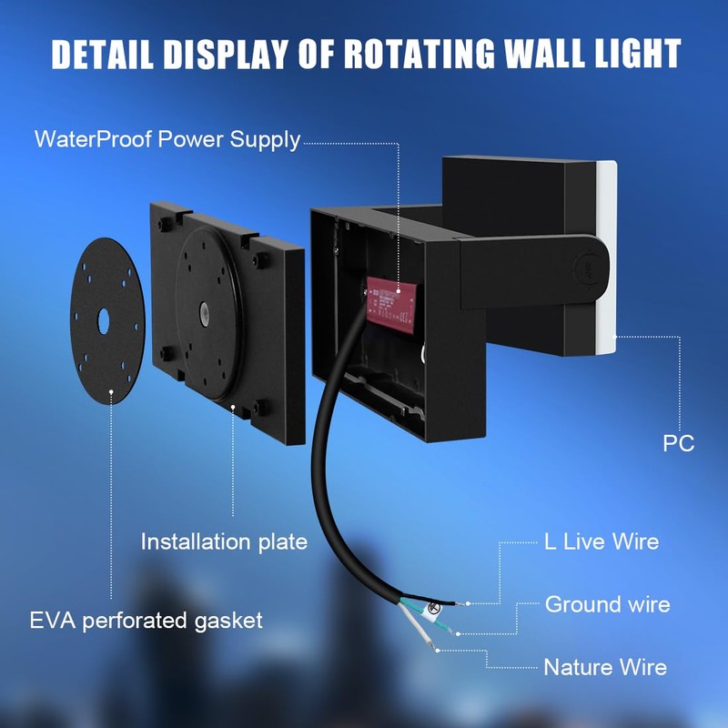 Juyace 60W LED Flood Lights Outdoor Wall Pack Light No