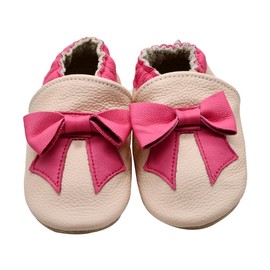 iEvolve Shoes, Unisex Baby Toddler Soft Sole Prewalker Moccasins(Pink Tie, 18-24 Months)