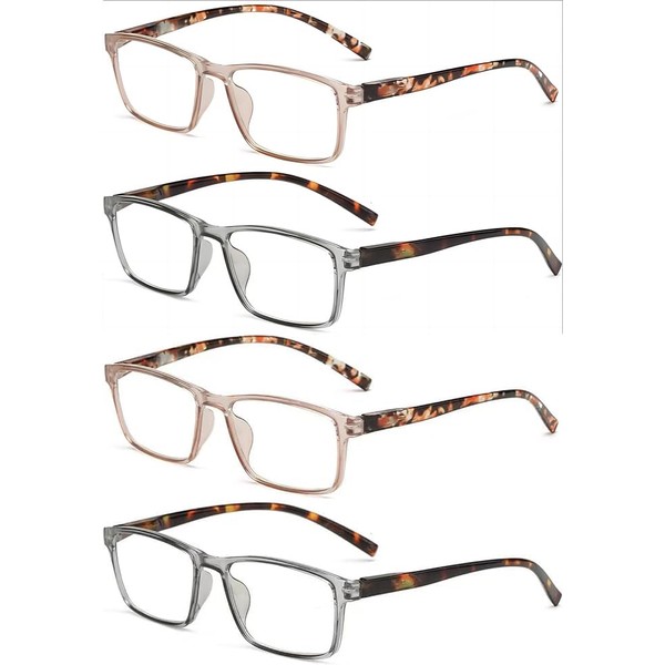 CVVTSPE 4 Pack Men's and Women's Reading Glasses Anti-Blue Light,