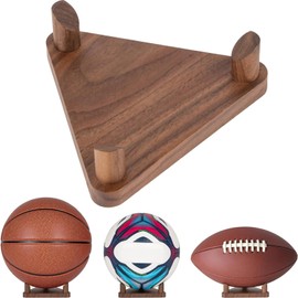 Rixotix Ball Stand, Wooden Football Display Stand for Basketball Football Volleyball Soccer Balls Display Stand Holder(COLOR:Walnut)