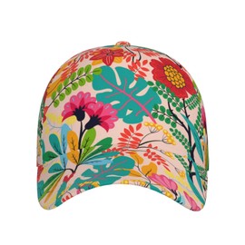 Tropical Flower Floral Baseball Hat Caps Sun Protection Hat Outdoor Trucker Hat Adjustable Size for Women Men