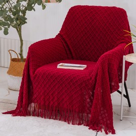 Lunarose Throw Blanket for Couch,Soft Cozy Knit Blanket,Lightweight Decorative Throw for Sofa Chair Bed Travel and Living Room-All Seasons Suitable for Women,Men and Kids (Red, 50"x60")