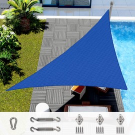 Windscreen4less 10' x 12' x 16' Sun Shade Sail Right Triangle Outdoor Canopy Cover with Hardware Kit UV Block for Backyard Porch Pergola Deck Garden Patio Pool (Blue)