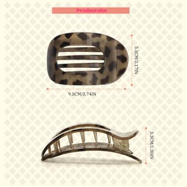 CHERRY-MAGIC Flat Oval Hair Clip, 2 PCS Flat Claw Clip, Leopard Print Oval Clips with Strong Hold for Women Daily Thick and Thin Hair Style A11BPTYXFJ