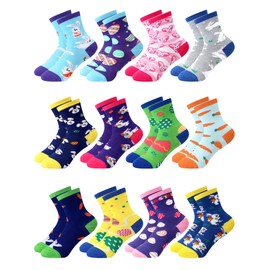 Breathffy 12 Pairs Easter Socks Kids Rabbit Socks Bunny Gifts for Girls Cotton Crew Novelty Easter Socks Bulk Easter Gifts for 4-7 Years Kids