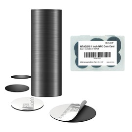 Gialer NFC Tags, 100PCS Ntag 215 Round Coin Cards Blank Tags NFC 215 Chip Compatible TagMo Amiibo and All NFC Enabled Mobile Phones & Devices (Black with Adhesive, Count, 100)