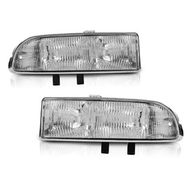 G-PLUS ‎Front Headlight Assembly Left & Right Compatible with Chevy Blazer 1998-2005/Chevy S10 1998-2004,16526218 16526217 Clear Lens Chrome Housing Clear Reflector