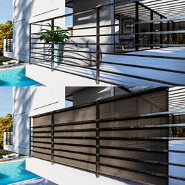 INFRANGE 2.5' x 25' Balcony Privacy Fence Screen Mesh Windscreen Fencing Shield Cover Included Cable Ties for Deck Apartment Porch Backyard Patio Outdoor, Brown