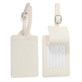 PATIKIL 2 Pcs Luggage Tags, PU Leather Travel Luggage Tags Identifier Suitcase Labels for Baggage Privacy Protection Accessories Ships, White
