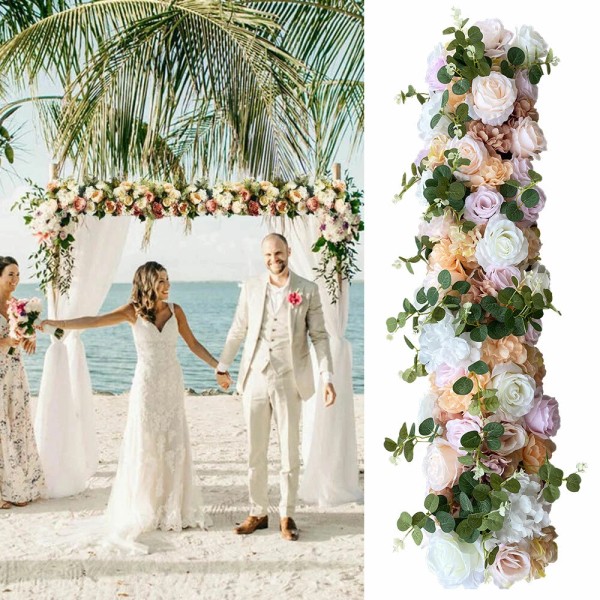 OCASAMI Artificial Silk Flower Row Panel Wedding Draping Floral Garland