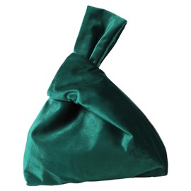 Anopo Small Velvet Wristlet Purse for Women Elegant Clutch Evening Bag Wrist Bag Sleeve Knot Pouch Dark Green