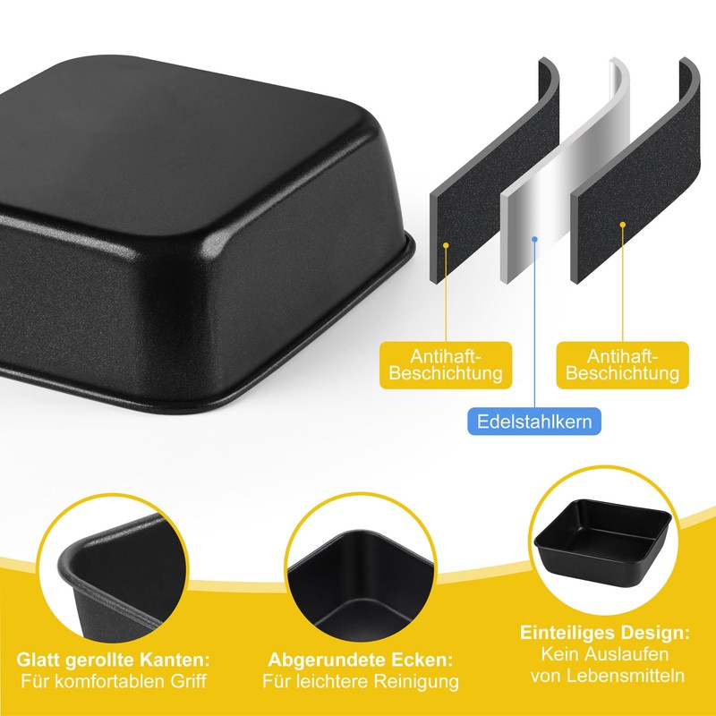 Onader Square Casserole Dish with Non-Stick Coating 15 cm (2,