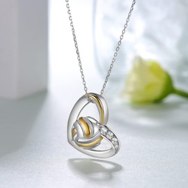 CVRAVO Volleyball Necklace 925 Sterling Sliver Heart Sports Lovers Necklace Volleyball Sport Jewelry Gifts for Women Sports Fans