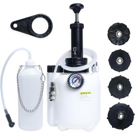 RIODEMBO 3L Manual Brake Bleeder Kit with 1L Bleeder Bottle & 4 Master Cylinder Adapters, One-Person Operation Brake Fluid Vacuum Pump Compatible with Chrysler, Mazda, Jeep, Subaru, Ford etc.