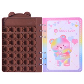 B6 Cartoon Pop Bubble Fidget Sensory Spiral Notebook Gift for Kids,Fidget Girls Diary Spiral Journal Notebooks for School Work (Bear)