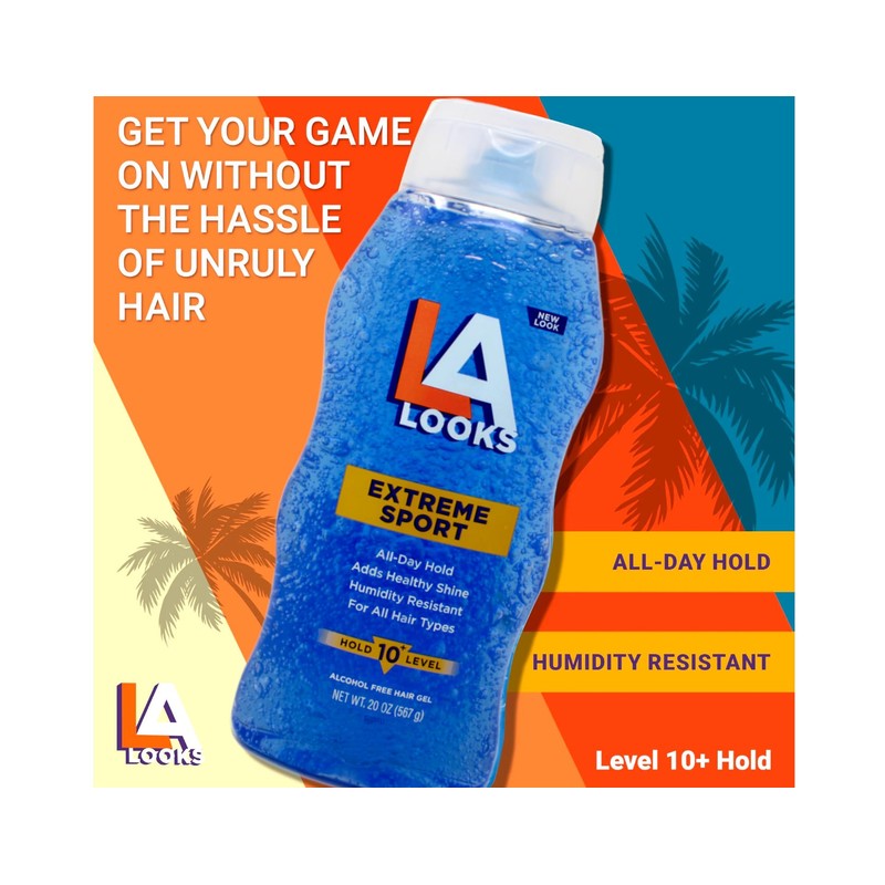 L.A. Looks Sport Xtreme Hold Gel, Hold Level 10+, 20-Ounce